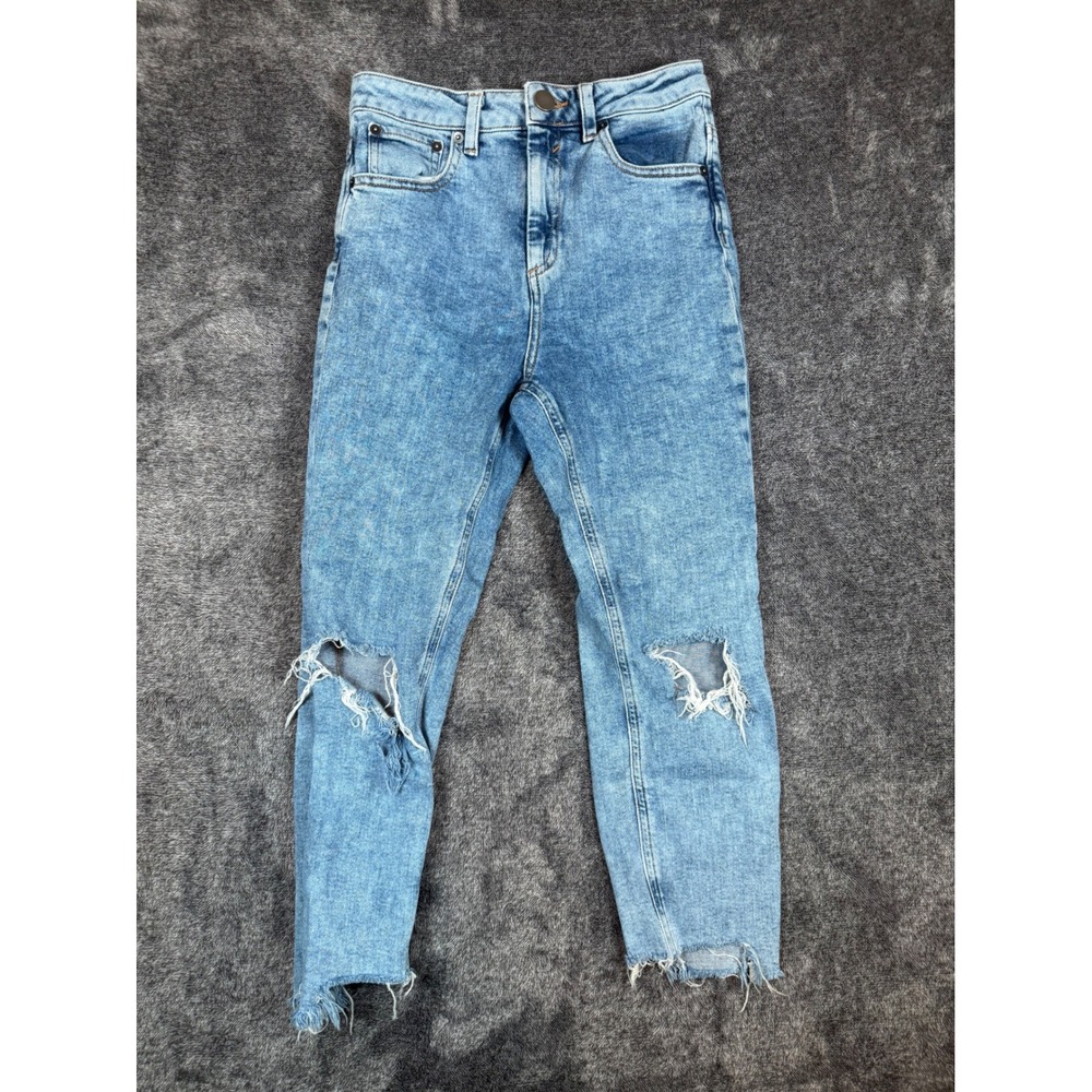 ASOS DENIM Womens Jeans Blue Acid Wash Distressed Ripped High Rise Size 26 26